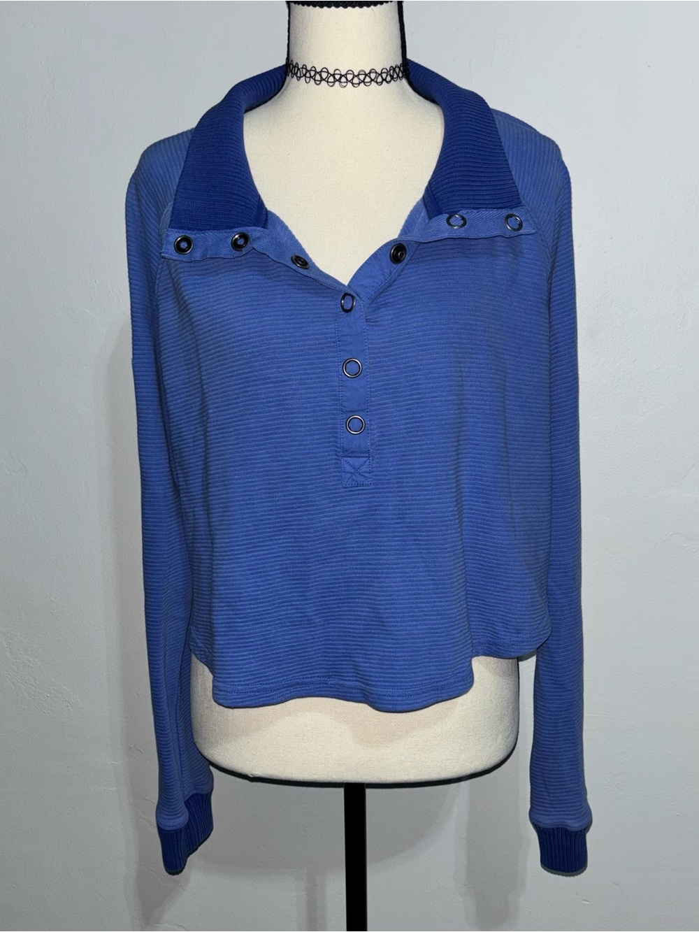 FP Movement by Free People Blue Button-Accent Pullover